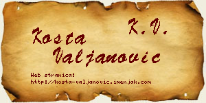 Kosta Valjanović vizit kartica